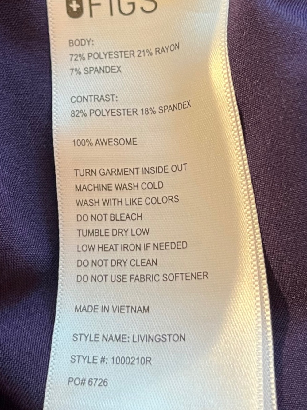 Figs Digital Grape (PO# 6726) Livingston Scrub Pants NWOT Size 4XL - Picture 7 of 8